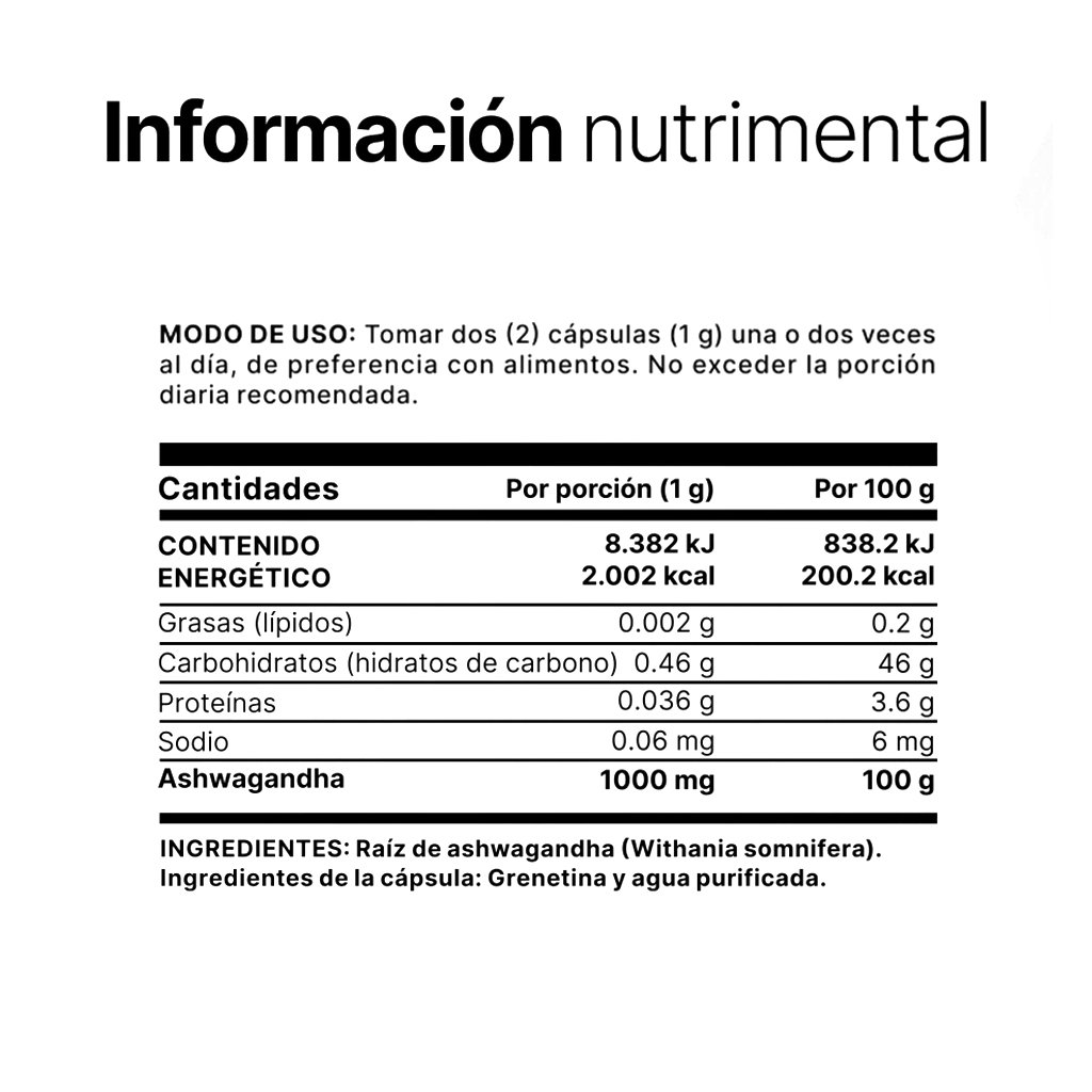 ASHWAGANDHA ROOT POWDER - 200 CÁPSULAS - Image 3
