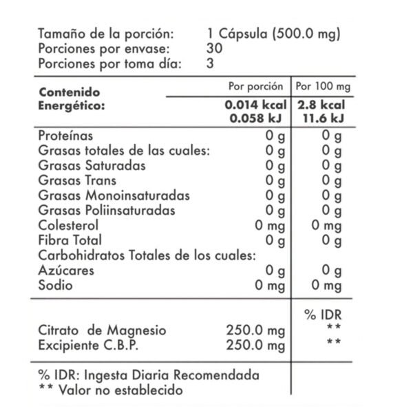 CITRATO DE MAGNESIO FLOW - 90 CÁPSULAS / 500 MG. - Image 3