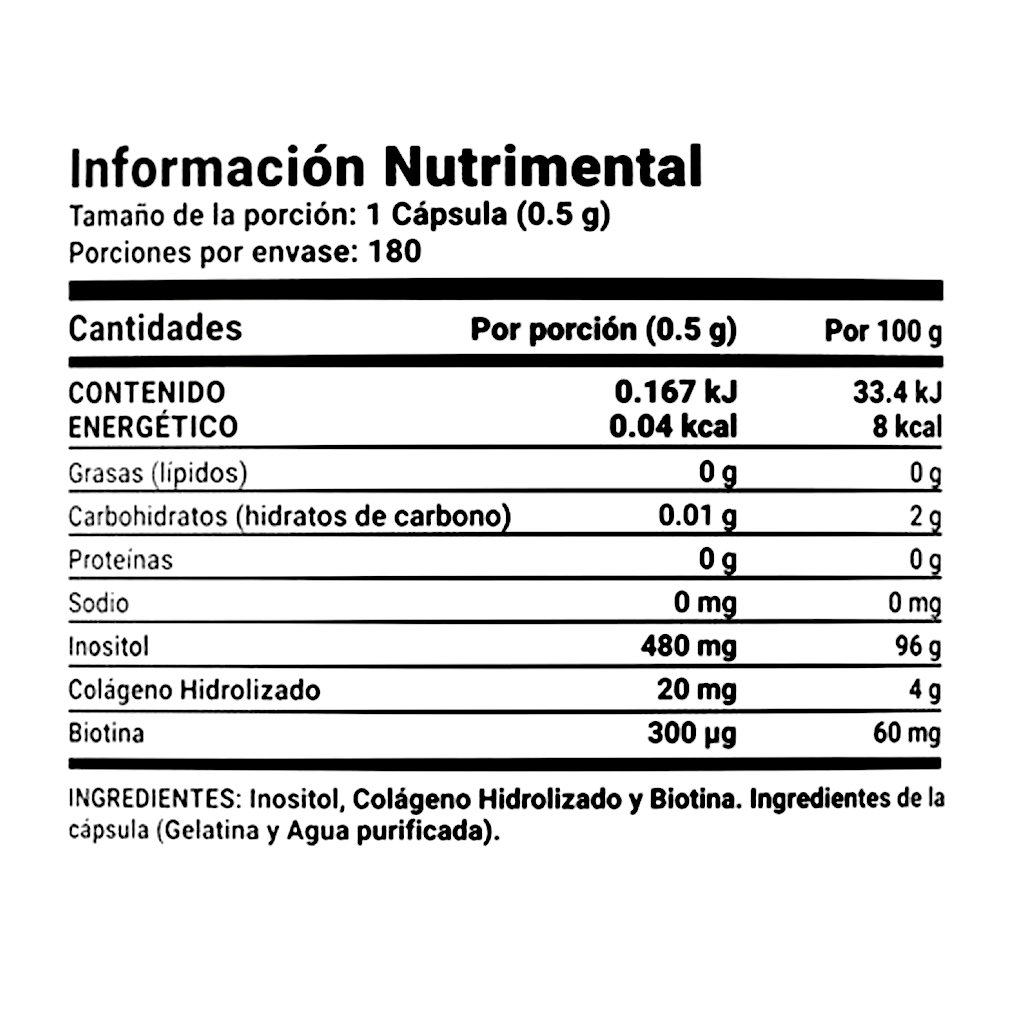MYO INOSITOL | INOSITOL PURO - 180 CAPSULAS 500 MG - Image 3